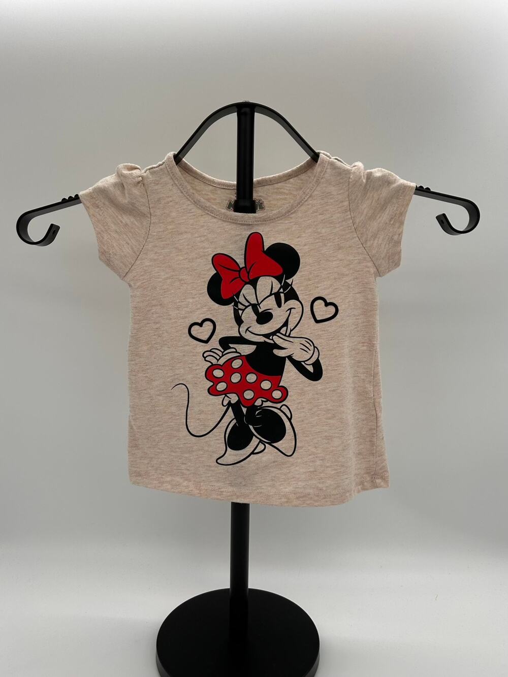 Disney Junior Minnie Mouse Girls T-Shirt Toddler Size 2T Oatmeal Heather Tee